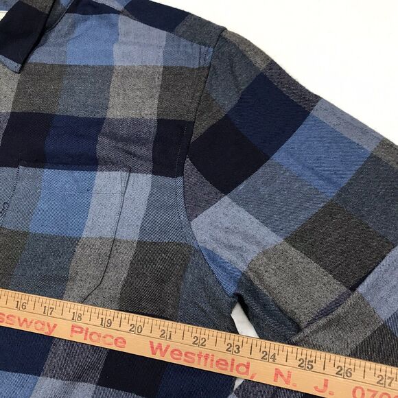 7 DIAMONDS Flannel Shirt Men XL Blue Gray Buffalo Plaid Dark Academia Outdoor - Picture 14 of 16